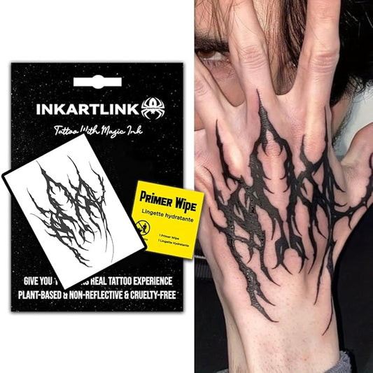 INKARTLINK Semi Permanent Tattoos,Halloween Temporary Tattoo, Party Tattoos, Realistic, Waterproof, Cruelty-free, Non-reflective (Ink Demon)