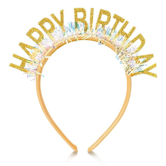 Birthday Headband Tiara, Happy Birthday Headband Tiara Accessories for Women, Gold Tiaras Crown Accessories Decorations Party Favors for Girl Princess