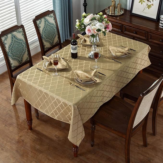 Jacquard Cloth Napkins 20 x 20 Inch Flower Pattern 4 Pieces Solid Washable Comfortable for Restaurant Family Dinners Weddings Parties and Banquets(Square, 20 inch x 20 inch ,Gold)
