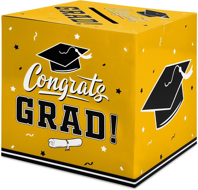 Gatherfun Graduation Decorations - Graduation Card Box, Party Favors, Yellow