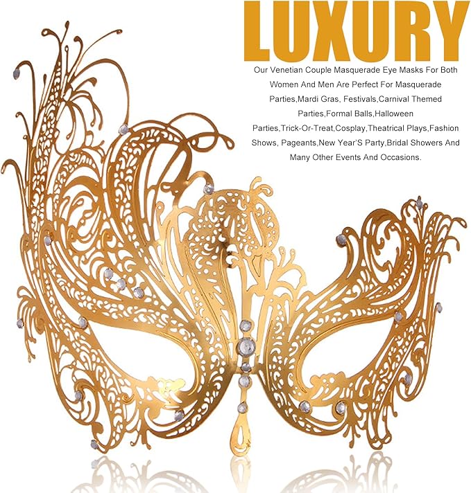 Masquerade Mask for Women Men Couple Venetian Mask Roman Greek Mask for Halloween Costume Party Prom