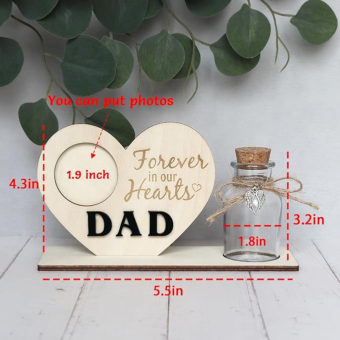 Personalized Loss of Loved One Photo Frame Memorial，Custom lock of Hair Keepsake Jar,Remembrance，Bereavement,Sympathy Gift for Lost Mom, Dad， Friends, Sisters, Grandparents (dad H2)