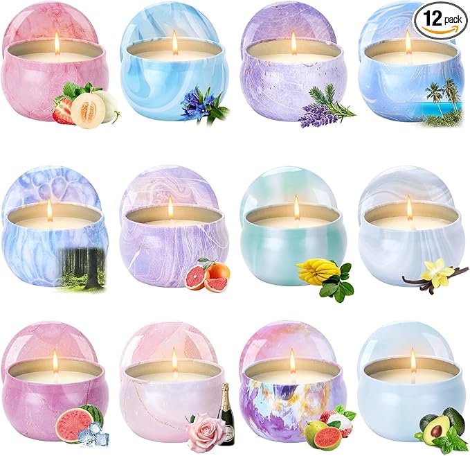 Scented Candles Gift Set,12 Pack Candles for Home Scented, 300 Hour Long Lasting Soy Wax Aromatherapy Candle Set for Women Christmas Gifts Candle Birthday Gifts for Women with Gift Box