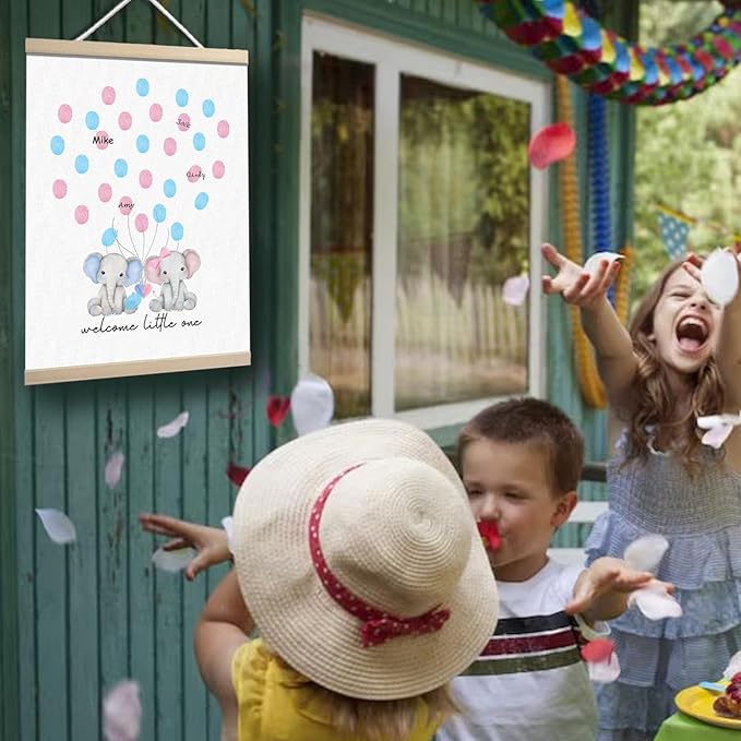 Woodland Baby Shower Decorations, Gender Reveal Elephant Theme Boy or Girl Voting, Baby Gender Reveal Games Voting Board, Welcome to The World