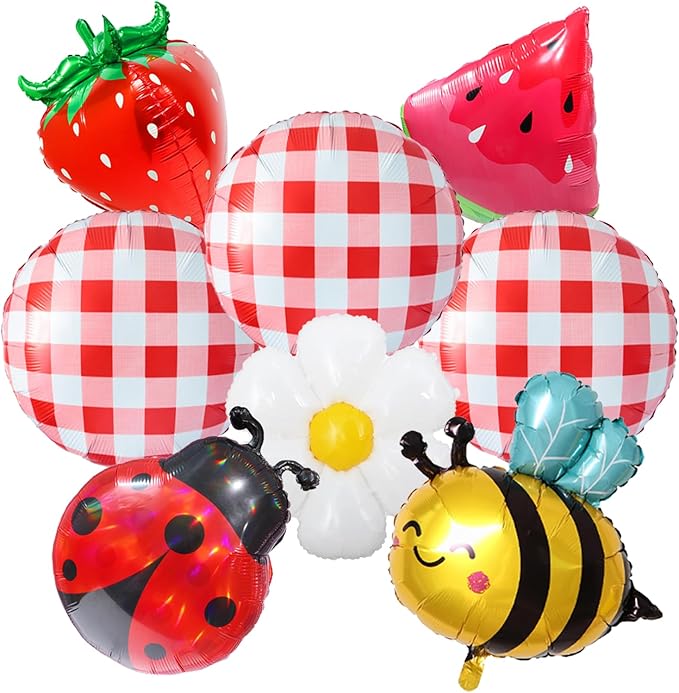 8pcs Picnic Balloons Checkerboard Balloon Gingham Balloons Picnic Party Decoration BBQ Themed Party Decorations Gingham Party Decor Birthday Holiday Decor Summer Picnic BBQ Party Decor Supplies