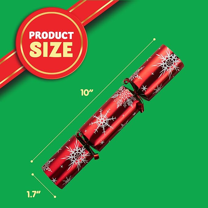 JOYIN 8 Pack Christmas Party Favor Non-Snap Red & Green Snowflake Design Party Table Favors with Holiday Party Favor Supplies for Kids and Adults, Christmas Parties, Dinners & Holidays