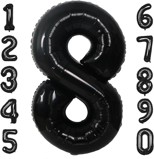 40 Inch Black Number 8 Balloons Helium Giant Black 8 Balloons for Birthday Party Decorations Anniversary Baby Shower Photo Shoot Supplies