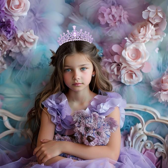 Schmoopy Tiara Crown for Women, Crystal Tiara for Bridal Prom Queen Birthday Birthday Party (B-Purple)