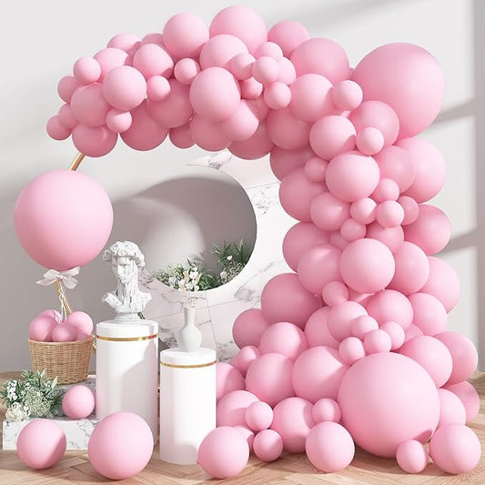 Pastel Pink Balloons, 113Pcs Baby Light Pink Balloons Different Sizes, 18/12/10/5 Inch Macaron Pastel Pink Balloon Garland Pink Latex Balloons for Birthday Baby Shower Gender Reveal Party Decorations