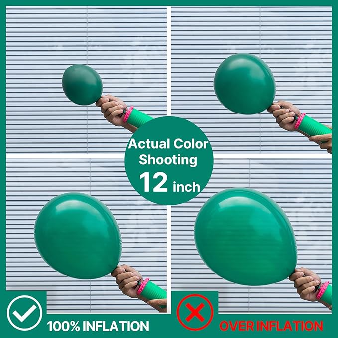 PartyWoo Dark Green Balloons 50pcs 12 Inch Emerald Hunter Forest Green Boho Neutral Balloons for Birthday Baby Shower Graduation Wedding Dinosaur Jungle Football Baseball Party Decorations Green-F14