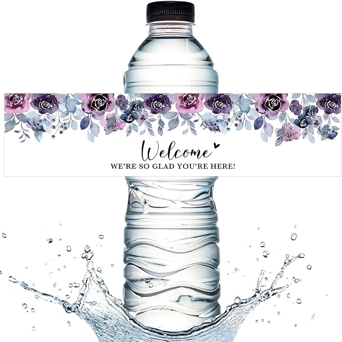 100PCS Wedding Water Bottle Labels Waterproof Greenery Floral Wraps Sticker for Water Bottle Baby Shower Bottle Label for Bridal Shower Party Welcome A05