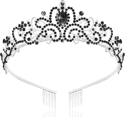 TAROSE Crowns for Women and Girls, Queen Crystal Gold Silver Tiaras with White Rhinestone and Combs, Goddess Crown for Wedding Bride Birthday Princess Bridal Shower Hair Accessories for Women