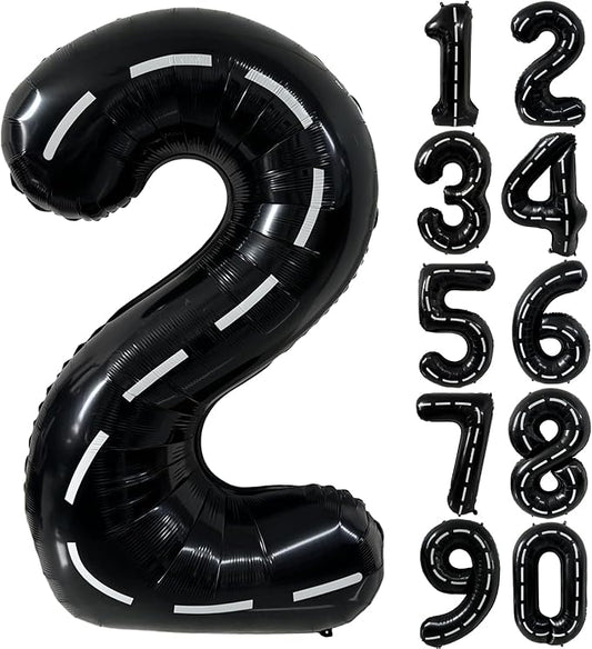 40 Inch Race Car Black Number Balloons Race Car Birthday Party Balloons Large Black Number 2 Balloons Boys 2nd Birthday Party Race Car Theme Party Decorations Supplies（Digital 2）