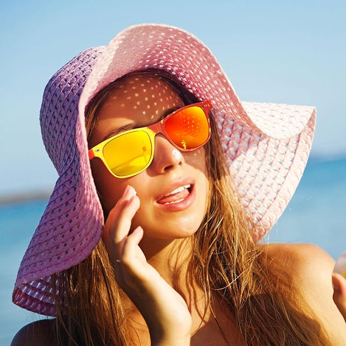 Pibupibu 10/20 Pack Neon Sunglasses for Women Men Bulk, Wholesale 80s Retro Colorful Mirrored Party Glasses Adult Unisex