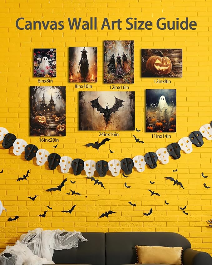 Halloween Canvas Wall Art, Vintage Three Witches Poster, Gothic Dark Academia Wall Decor, Spooky Halloween Decor for Living Room, Bedroom & Bathroom, Framed Fall Decorations Indoor