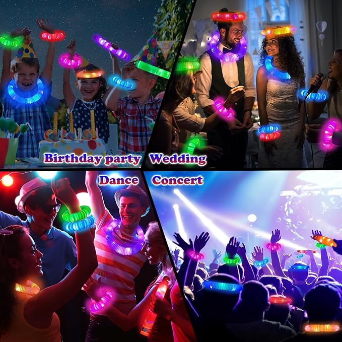 Glow Sticks Bulk Party Favor Supplies for Kids 48 Pcs,Glow in Dark Bracelet Necklace Accessories for Birthday Wedding Camping Parade Throw,Christmas Handouts Giveaways Prizes for Toddler Boys Girls