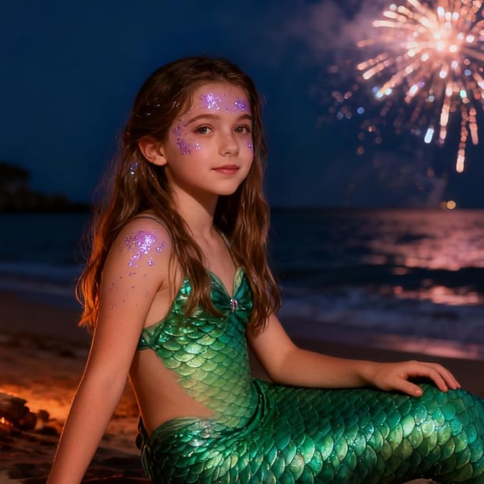 Mysense Lavender Body Glitter Stick, Light Purple Face Hair Glitter Gel for Kids, Festival Rave Outfit Accessories for Women, Sparkling Mermaid Sequins Chunky Glitter Makeup, 0.56oz