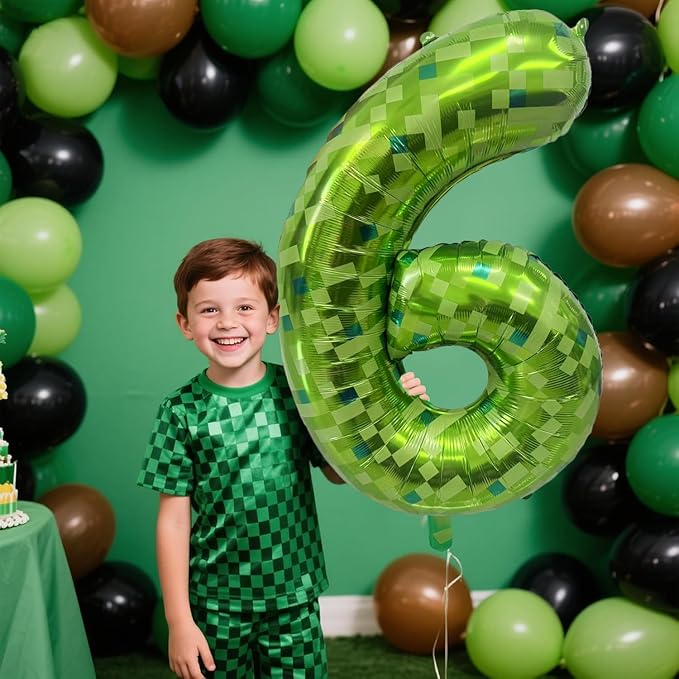 Green Number Balloons, Gaint Green Pixel Number 0 Balloon 40 Inch Dark green 0 Balloon for Boys Girls Kids Birthday Party Decoration