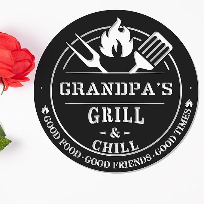 Personalized BBQ Metal Sign – Custom Grill Name Plaque, Outdoor Barbecue Decoration, Vintage Man Cave Wall Art, Backyard Bar, Housewarming Gift for Dad, Grandpa, Husband, Patio Decor