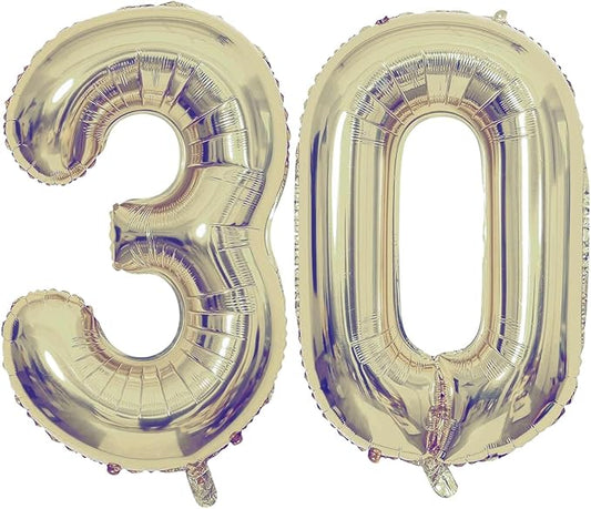 Champagne Gold 30 Number Balloons, 40 Inch Giant Number 30 Balloons Foil Mylar Helium Light Gold Number Balloons for 30th Birthday Party Supplies Anniversary Event Celebration Decorations