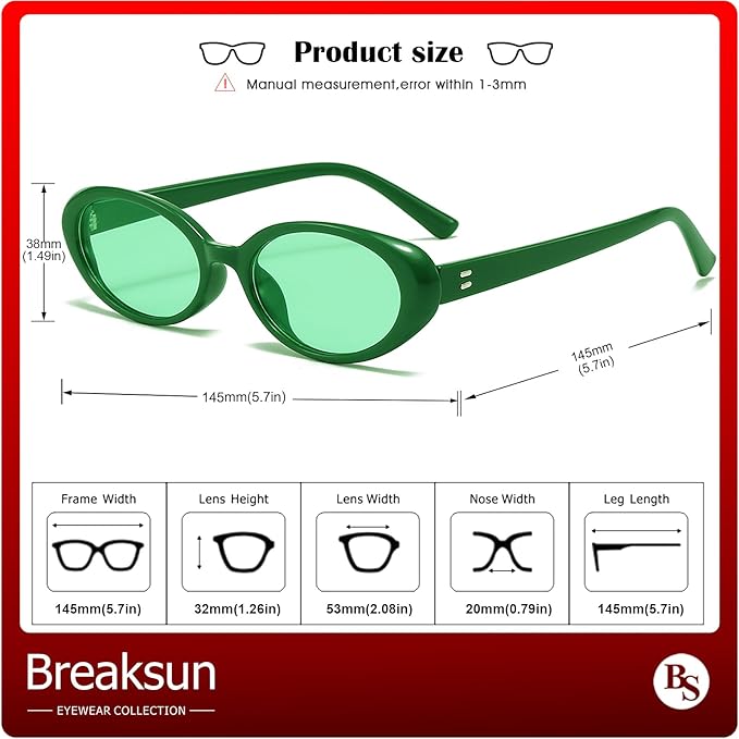 Retro Oval Sunglasses for Women Men Fashion Small Oval Sunglasses 90s Vintage Shades