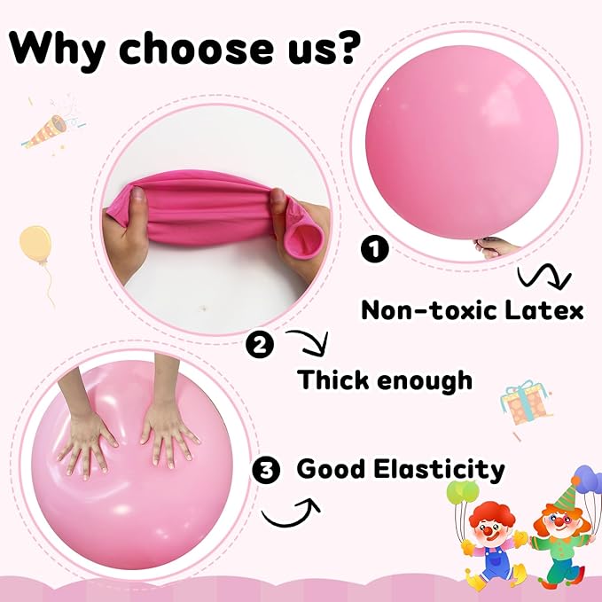 30 pcs Pastel Pink Balloons 18 Inch - Large Thick Latex Balloon for Birthday Bridal Shower Wedding Party Decorations