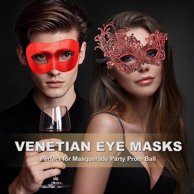Couple Masquerade Mask for Women Men Shiny Venetian Mask Halloween Mask for Party Prom Ball Costume Lace Masks