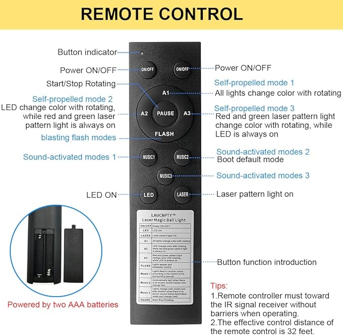 Dj Party Disco Ball Lights with Pattern and Sound Activated, 10 ft USB Cable, Laucnpty LED Stage Strobe Light That Sync with Music, Christmas Rave/Home Karaoke/Dance/Club Bar Lights for Parties