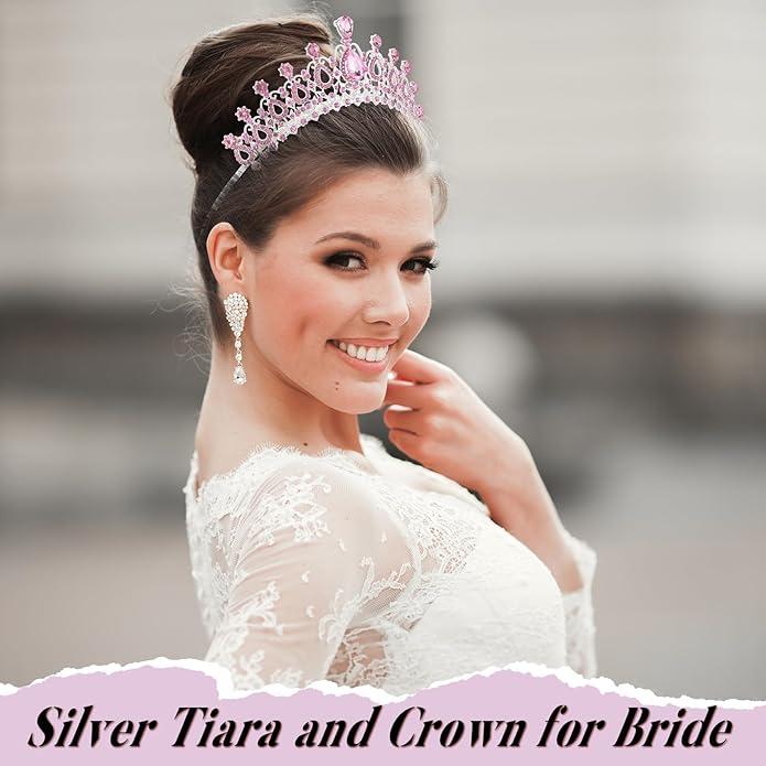 12 Pcs Crystal Tiara and Princess Crown with Comb Crown Rhinestone Women Girls Tiara Headpiece Queen Hair Accessories for Birthday Party Wedding Prom Halloween Cosplay Costume