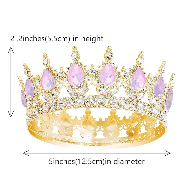 Queen Crown Rhinestone Wedding Crowns and Tiaras for Women Costume Party Hair Accessories Princess Birthday Crown Crystal Bridal Crown (Gold Fantasy Purple Crown)