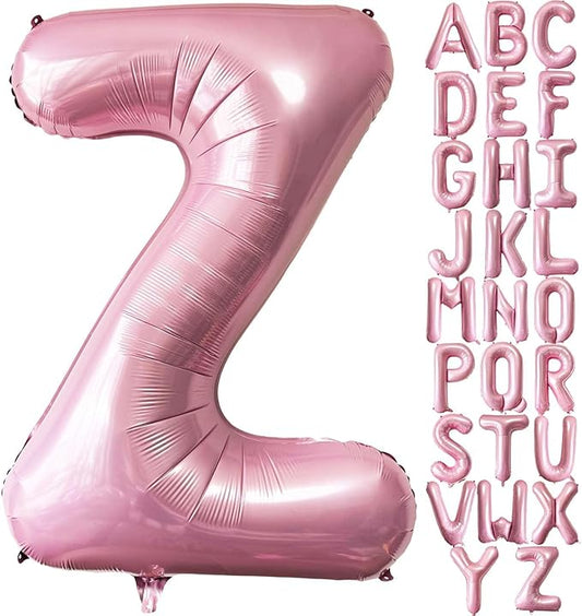 Lovoir Pink Letter Z Balloons, 40 Inch Pastel Pink Letter Balloons Z Foil Mylar Helium Pink Letter Balloons for Birthday Party Supplies Anniversary Event Celebration Decorations Alphabet Pink Z