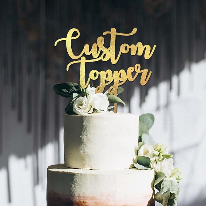 Personalized Birthday Cake Toppers 30 Colours with Any Text Wedding Cake Topper Mr Mrs Glitter Gold Happy Birthday Cake Decoration for Wedding Anniversary Baby Shower Custom Gifts