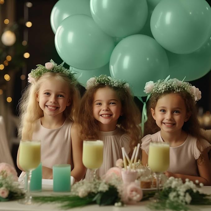 130PCS SageGreen Balloons, Latex Balloon Different Sizes 18/12/10/5 Inch, Helium Balloons with Ribbon, Party Balloon Set for Birthday Wedding Graduation Anniversary Baby Shower Decoration