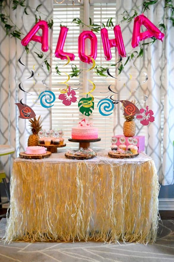 JeVenis Glittery Moana Birthday Decoration Moana Party Supplies Moana Party Hanging Swirl Decoration Hawaiian Birthday Decoration