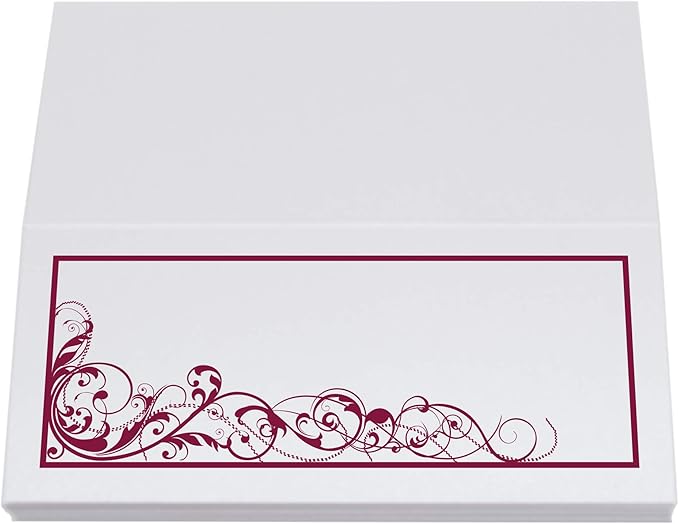 Scribble Vintage Swirl Place Cards, Burgundy (Choose Color), Set of 150, Pre-cut and Scored - Wedding, Party, Dinner, and Special Events - Made in the USA