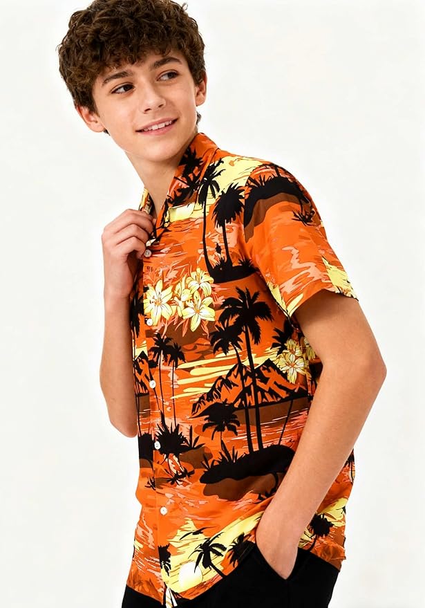 Cromoncent Matching Hawaiian Outfits for Family, Dad and Son Matching Luau Beach Tropical Shirts Mommy Daughter Tropical Sets