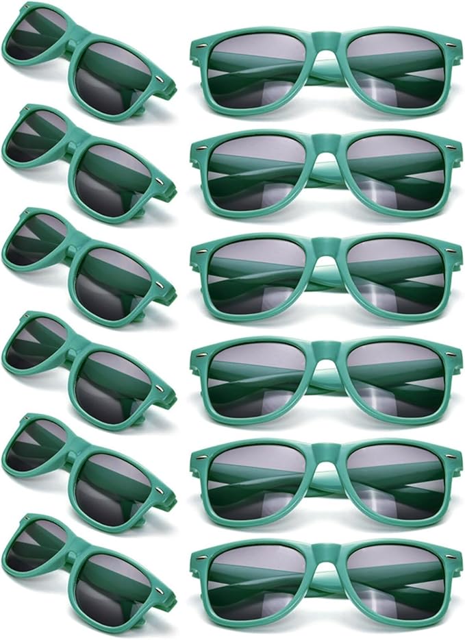 12 Pack Neon Colors Sunglasses Classic Retro Party Favors Sunglasses for Unisex Adult