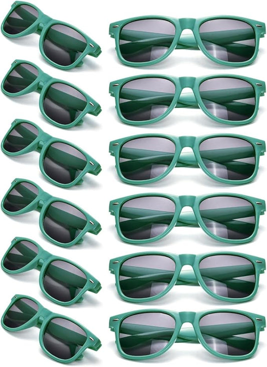 12 Pack Neon Colors Sunglasses Classic Retro Party Favors Sunglasses for Unisex Adult