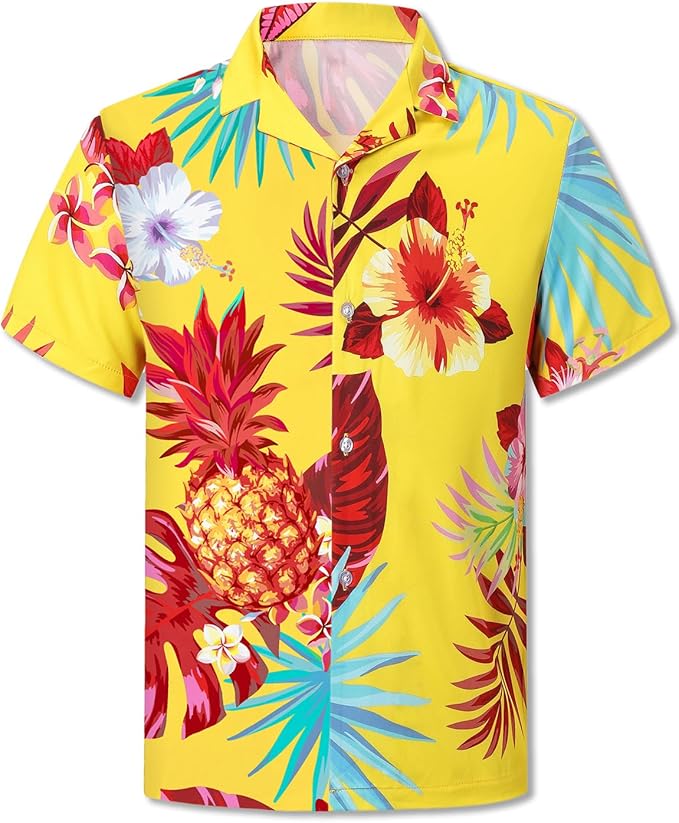 Cromoncent Matching Hawaiian Outfits for Family, Dad and Son Matching Luau Beach Tropical Shirts Mommy Daughter Tropical Sets