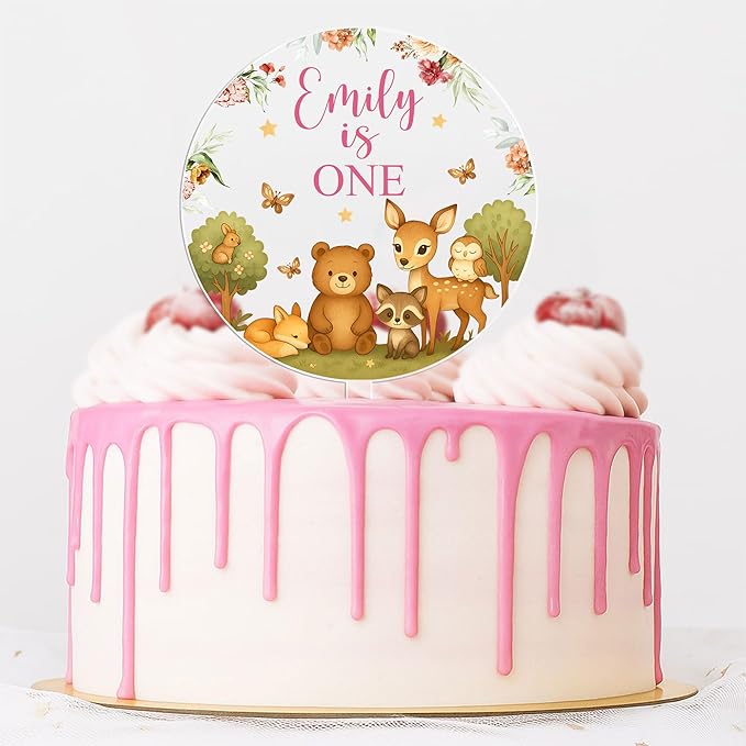 Personalized First Birthday Cake Topper, 1st Birthday Cake Topper For Baby Shower Favors, One Cake Decor