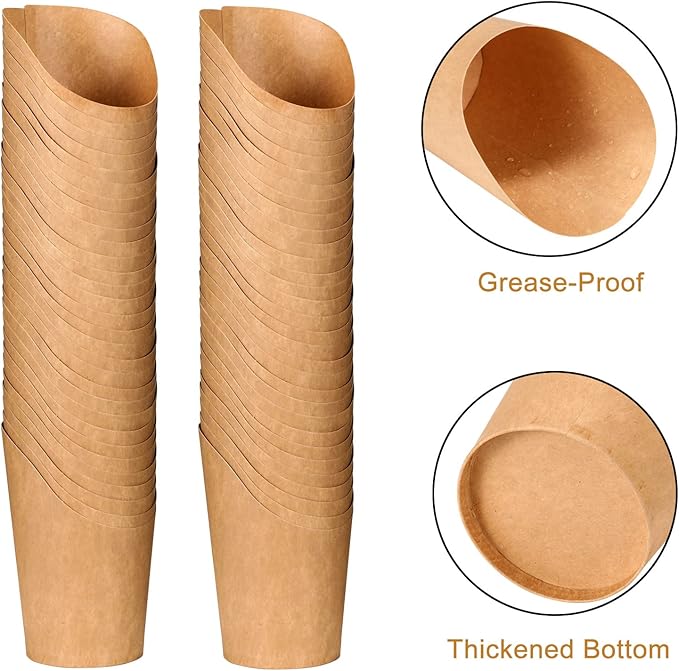 100 Pcs 12 oz Charcuterie Cups with Bamboo Skewers, Disposable Paper Appetizer Snack Holder Brown with Cocktail Picks (100 Cups + 200 Skewers)