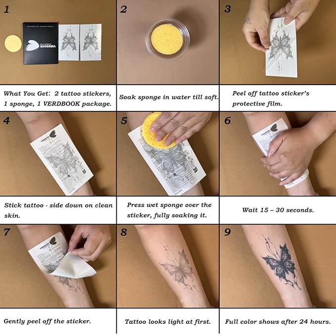 Waterproof Temporary Tattoos: 2-Sheet Tattoo Kit with Realistic Body Stickers, Semi-Permanent Tattoos for Adults Lasting 7-15 Days – Safe for Men & Women, Royal Emblem