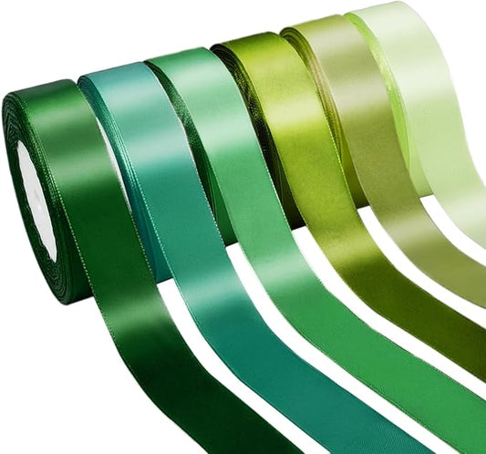 150 Yards Green Satin Ribbon 1-1/2 Inch 6 Rolls Assortment Ribbons for Crafts Gift Wrapping Flower Bouquet Wedding Invitations Birthday Party Festival Decoration Hair Bows