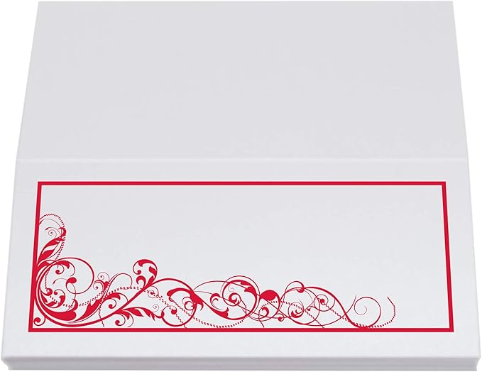 Scribble Vintage Swirl Place Cards, Ruby Red (Choose Color), Set of 150, Pre-cut and Scored - Wedding, Party, Dinner, and Special Events - Made in the USA