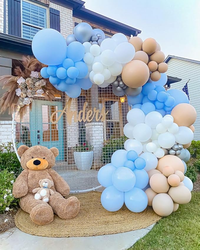 Light Blue Balloons 125 Pcs Different Sizes of 18 12 10 5 Inch Light Baby Pastel Sky Blue Balloon Arch Kit Garland for Birthday Baby Shower Gender Reveal Graduation Wedding Decoration