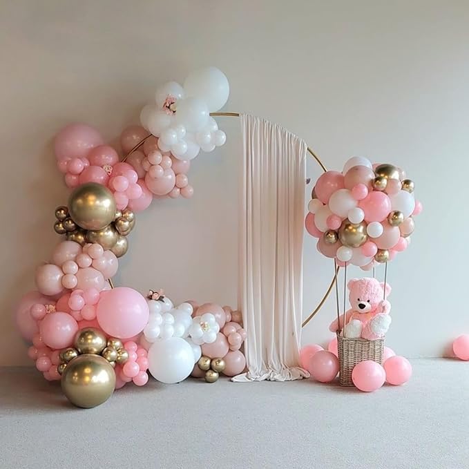 Blush Pink and Gold Balloons,12 Inch Retro Blush Light Pink Pearl White and Metallic Gold Balloon with Confetti Balloons for Birthday Wedding Bridal Shower Theme Party Decorations