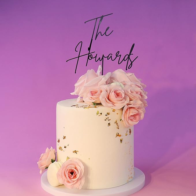 Custom Cake Topper Wedding Bride and Groom,12 Colors Acrylic Personalized Wedding Cake Decoration with Any Words