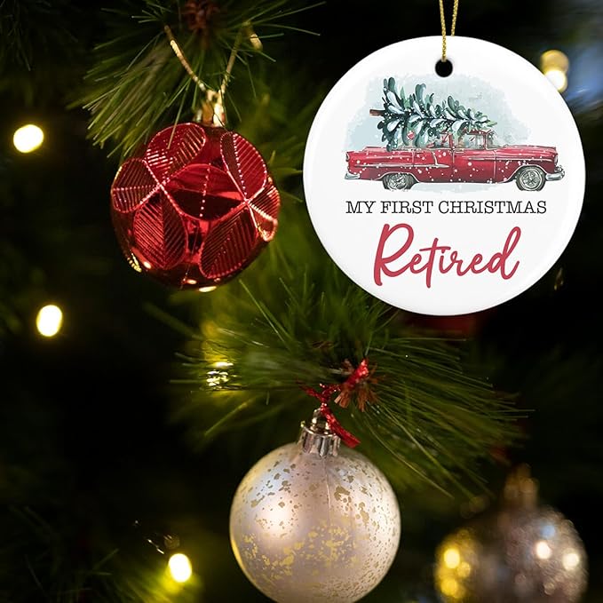 My First Christmas Retired Ornament Retirement Gifts for Her Him Friends Retirement Christmas Ceramic Xmas Tree Ornament Decorations