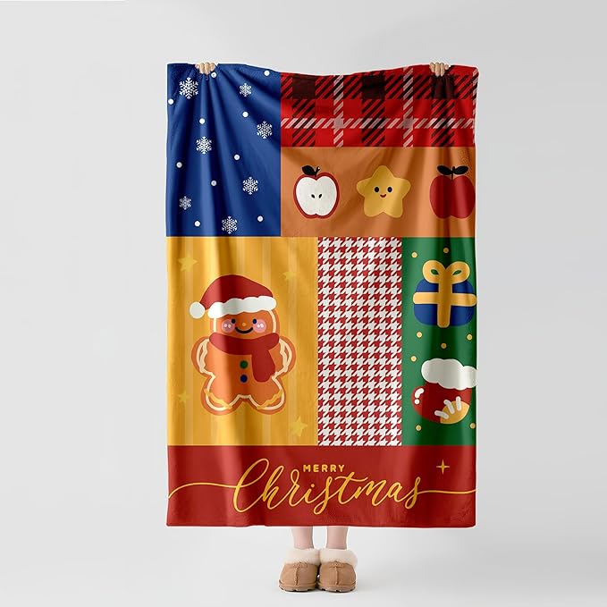 Christmas Fleece Throw Blanket – 300GSM Soft and Cozy Holiday Blanket for Sofa, Bed, Couch – Xmas Decorative Flannel Blanket, W50 x L70in