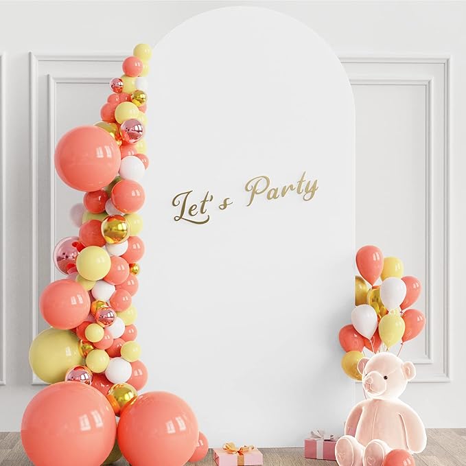 Wokceer 6.6 FT Wedding Backdrop Arch Stand and White Arch Cover, Metal Arch Stand with Arch Stand Cover for Birthday Party Wedding Ceremony Bridal Baby Shower Event Decor